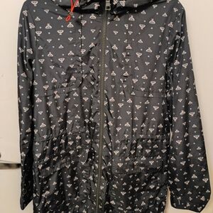 Next Women's Black Printed Jacket - Black with Small Pink/White Accents